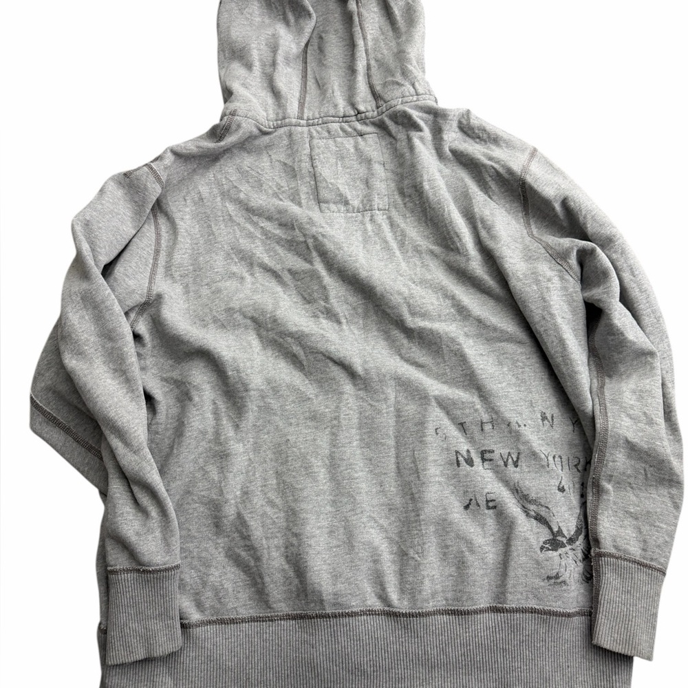 Abercrombie & Fitch‎ AEO Gray Full Zip Hoodie Vintage Fit XXL Sherpa Lined - Picture 5 of 6